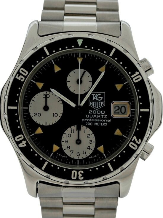 Tag Heuer 37mm Men\'s 2000 Series Chronograph Black Dial Watch! Ref: 273.206! main image 5
